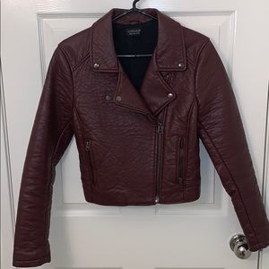 Topshop Burgandy Leather Jacket